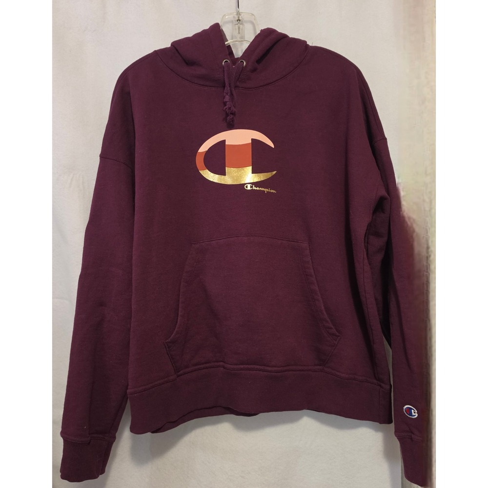 Champion Womens Burgundy Graphic Logo Hoodie Sweatshirt GF536 L
